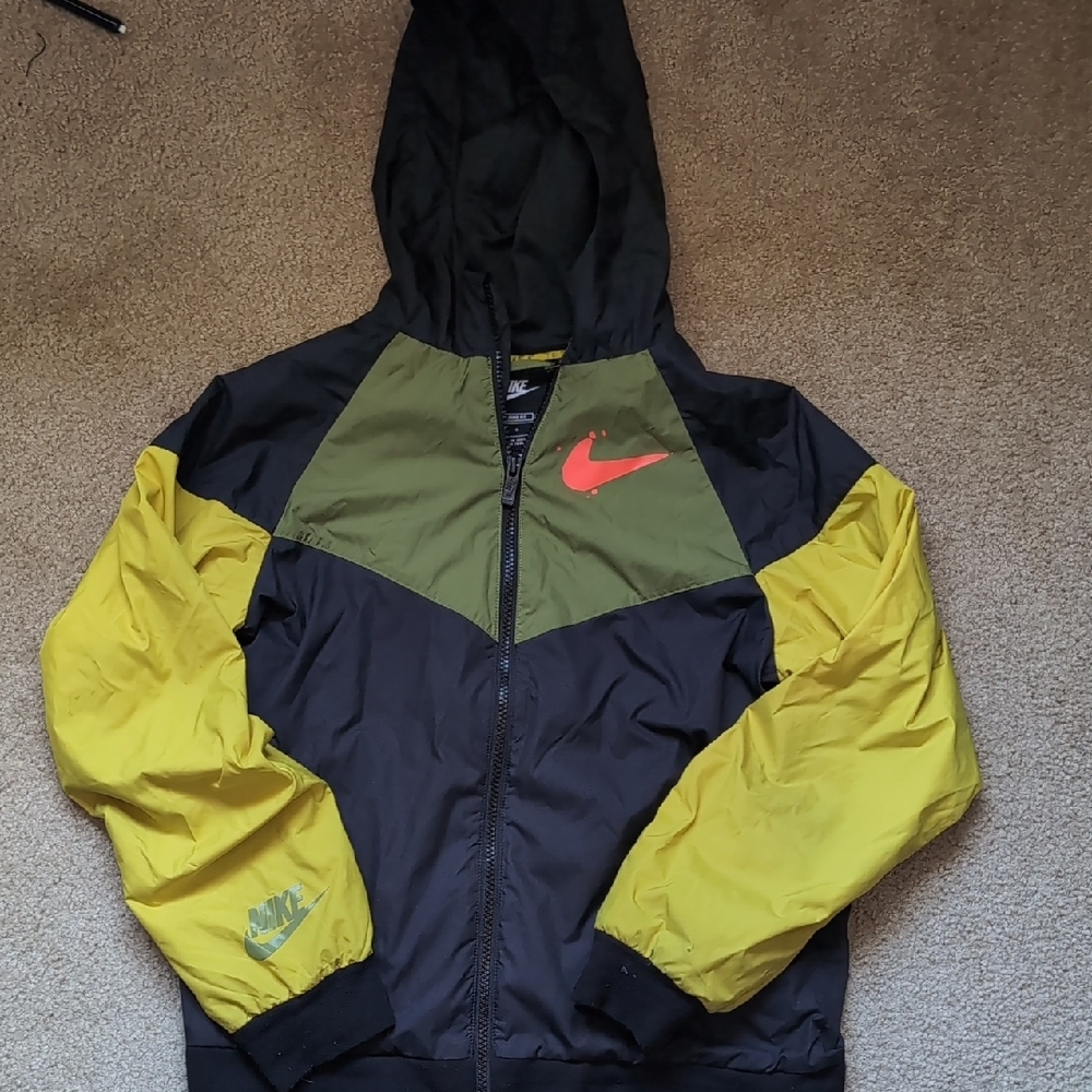 Nike Black and Yellow Windbreaker Jacket with Bold Design